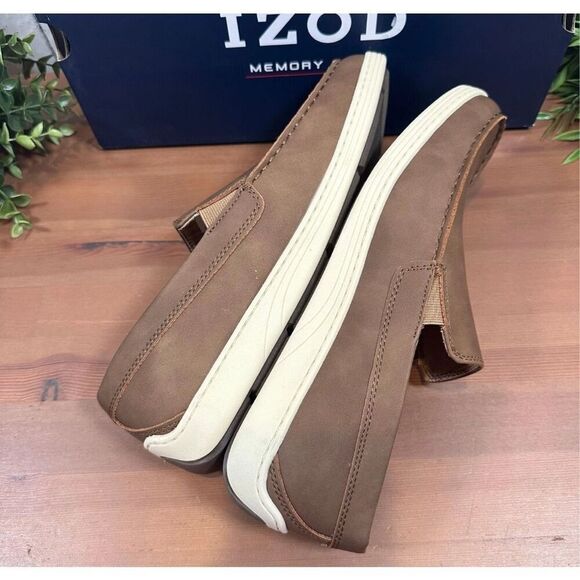 IZOD Men’s Slip On Shoes 10 Seapoint Loafers Tan Brown Memory Foam Lightweight - Picture 11 of 13
